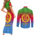 Personalised Eritrea Revolution Day Couples Matching Short Sleeve Bodycon Dress and Long Sleeve Button Shirts Eritrean Kente Pattern Gradient Style - Wonder Print Shop