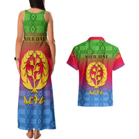 Personalised Eritrea Revolution Day Couples Matching Tank Maxi Dress and Hawaiian Shirt Eritrean Kente Pattern Gradient Style - Wonder Print Shop