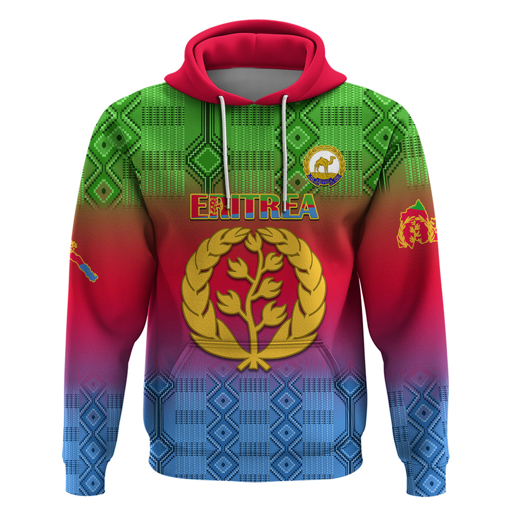 Personalised Eritrea Revolution Day Hoodie Eritrean Kente Pattern Gradient Style - Wonder Print Shop