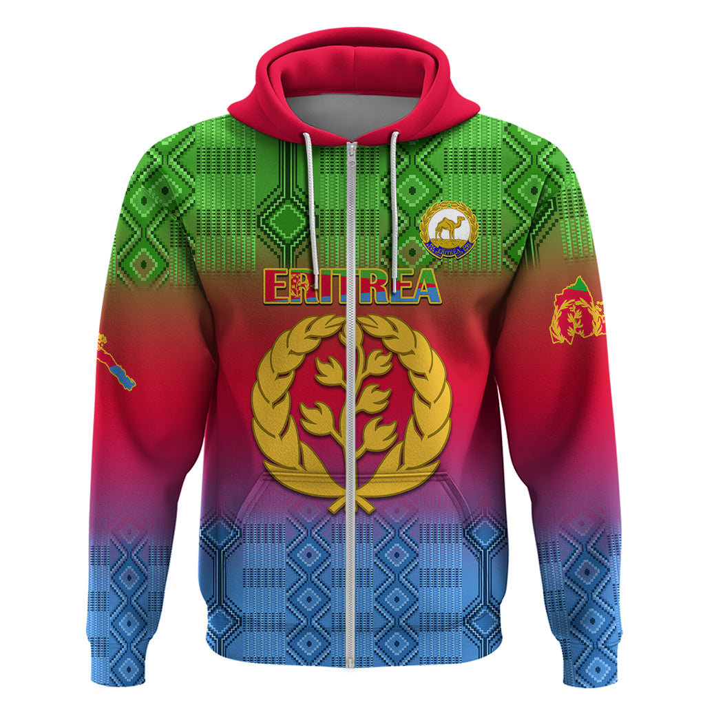 Personalised Eritrea Revolution Day Hoodie Eritrean Kente Pattern Gradient Style - Wonder Print Shop