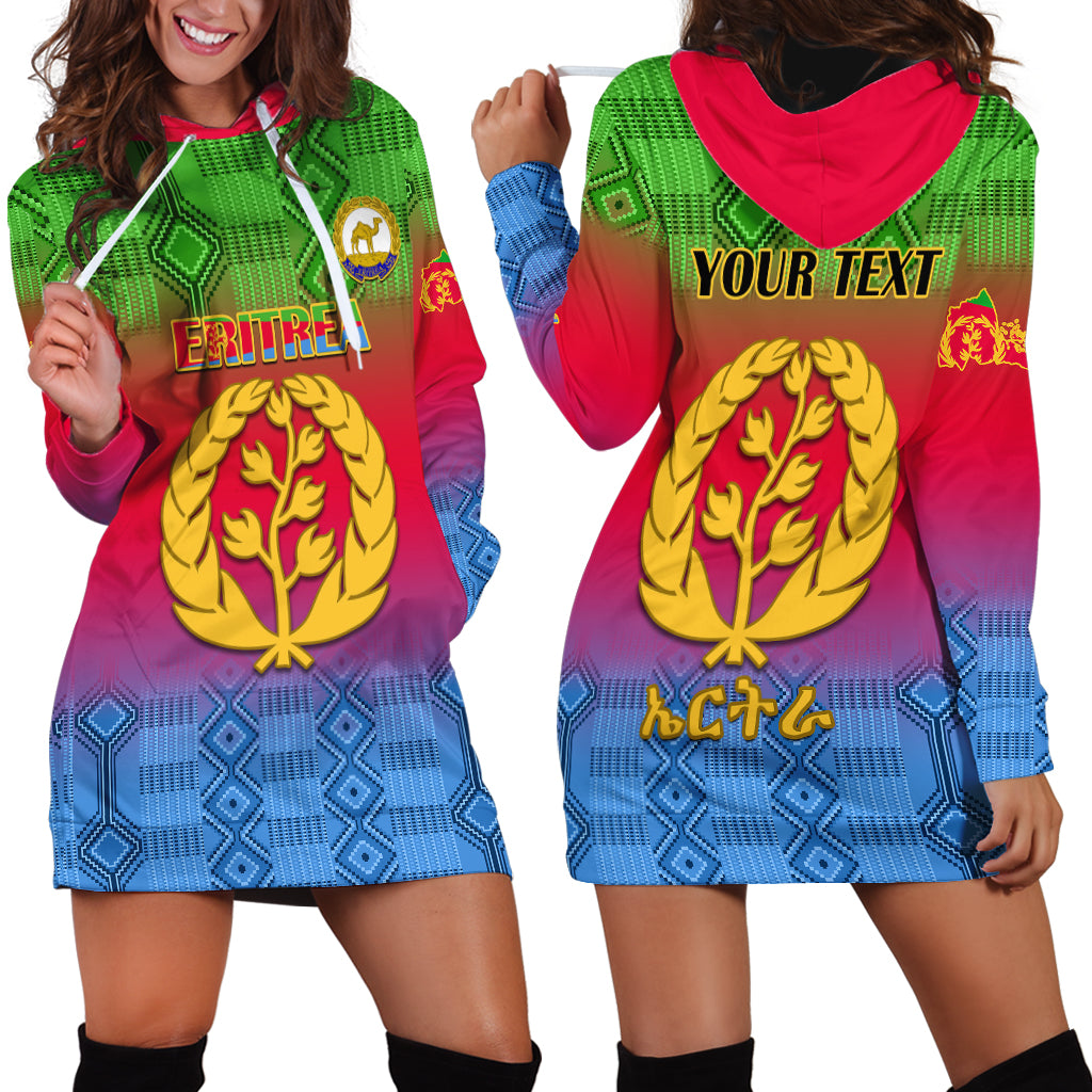Personalised Eritrea Revolution Day Hoodie Dress Eritrean Kente Pattern Gradient Style - Wonder Print Shop