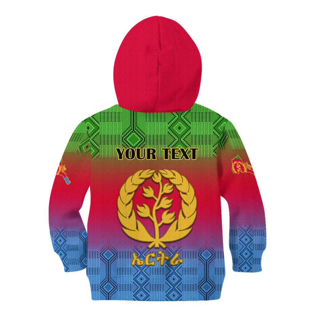 Personalised Eritrea Revolution Day Kid Hoodie Eritrean Kente Pattern Gradient Style - Wonder Print Shop