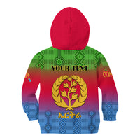 Personalised Eritrea Revolution Day Kid Hoodie Eritrean Kente Pattern Gradient Style - Wonder Print Shop