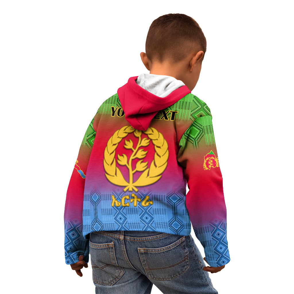Personalised Eritrea Revolution Day Kid Hoodie Eritrean Kente Pattern Gradient Style - Wonder Print Shop