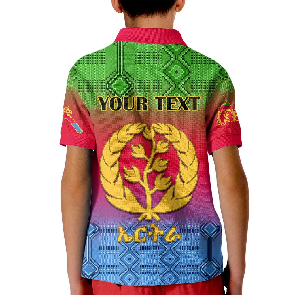 Personalised Eritrea Revolution Day Kid Polo Shirt Eritrean Kente Pattern Gradient Style - Wonder Print Shop