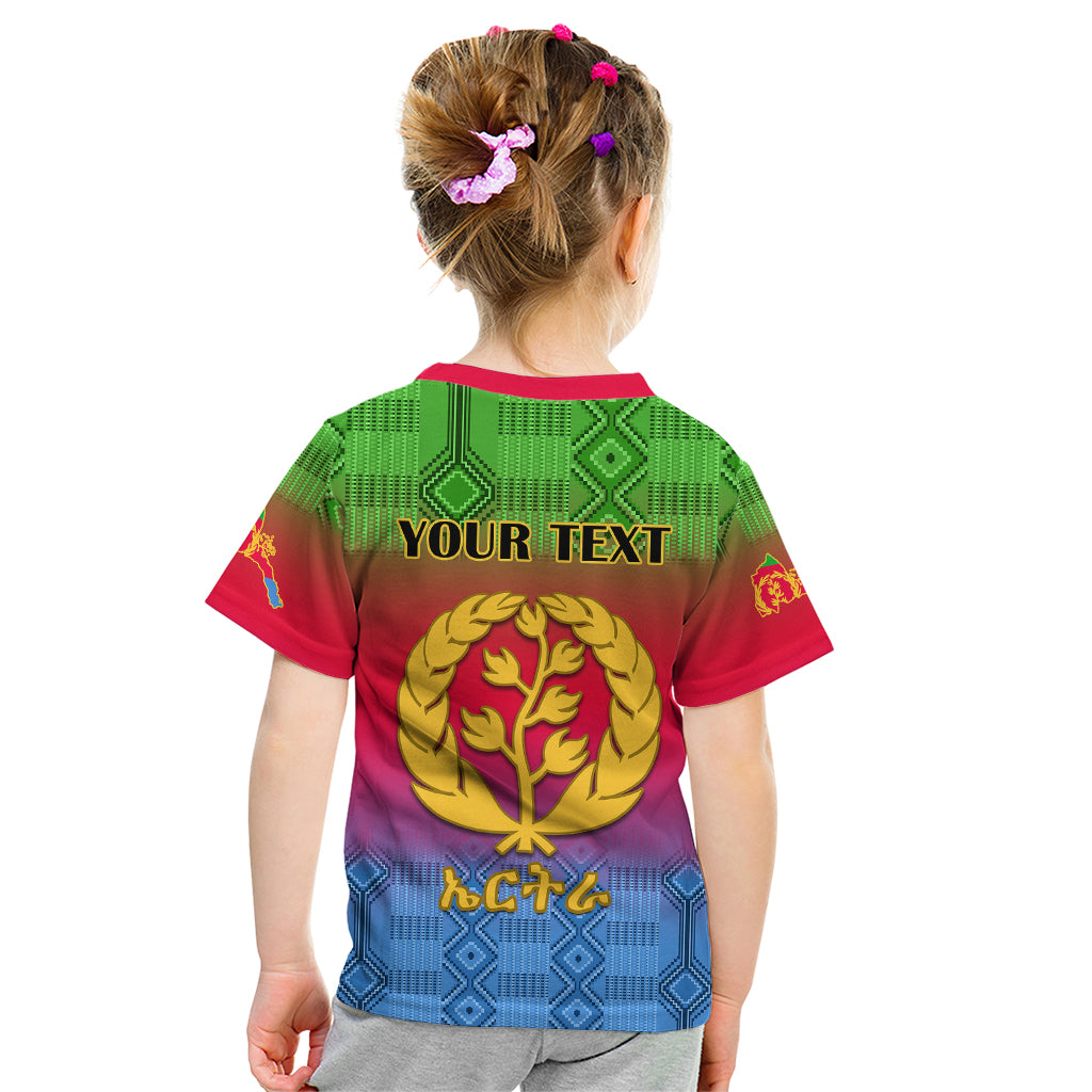Personalised Eritrea Revolution Day Kid T Shirt Eritrean Kente Pattern Gradient Style - Wonder Print Shop