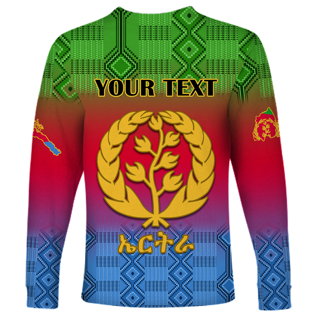 Personalised Eritrea Revolution Day Long Sleeve Shirt Eritrean Kente Pattern Gradient Style - Wonder Print Shop