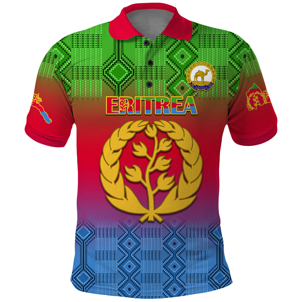 Personalised Eritrea Revolution Day Polo Shirt Eritrean Kente Pattern Gradient Style - Wonder Print Shop