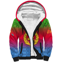 Personalised Eritrea Revolution Day Sherpa Hoodie Eritrean Kente Pattern Gradient Style - Wonder Print Shop
