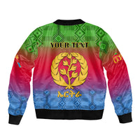 Personalised Eritrea Revolution Day Sleeve Zip Bomber Jacket Eritrean Kente Pattern Gradient Style - Wonder Print Shop