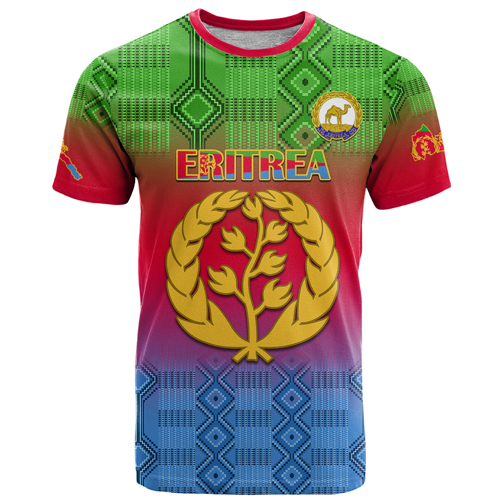 Personalised Eritrea Revolution Day T Shirt Eritrean Kente Pattern Gradient Style - Wonder Print Shop
