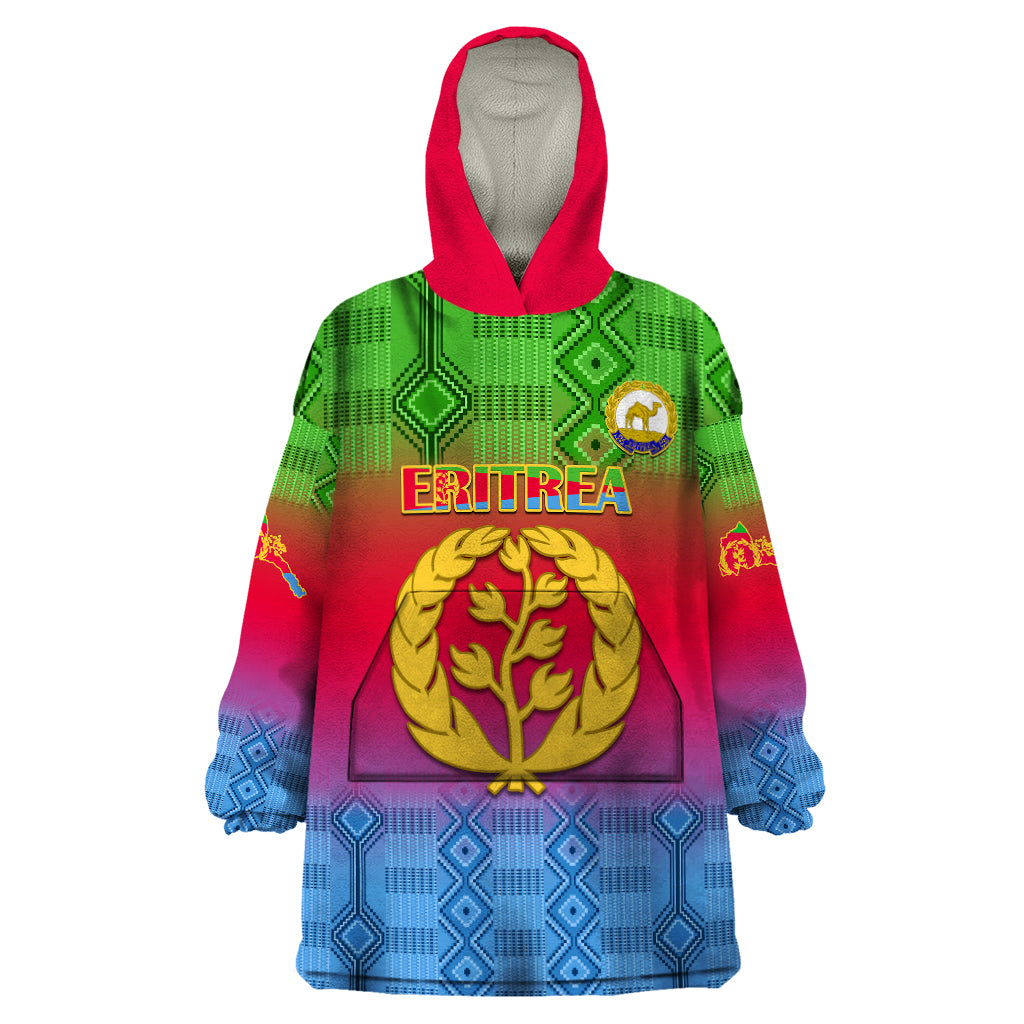 Personalised Eritrea Revolution Day Wearable Blanket Hoodie Eritrean Kente Pattern Gradient Style - Wonder Print Shop