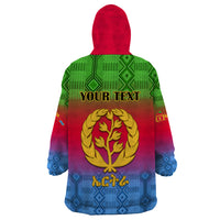 Personalised Eritrea Revolution Day Wearable Blanket Hoodie Eritrean Kente Pattern Gradient Style - Wonder Print Shop