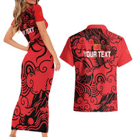 Personalised China Badminton Couples Matching Short Sleeve Bodycon Dress and Hawaiian Shirt 2024 Chinese Dragon Version - Wonder Print Shop