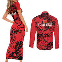 Personalised China Badminton Couples Matching Short Sleeve Bodycon Dress and Long Sleeve Button Shirt 2024 Chinese Dragon Version - Wonder Print Shop