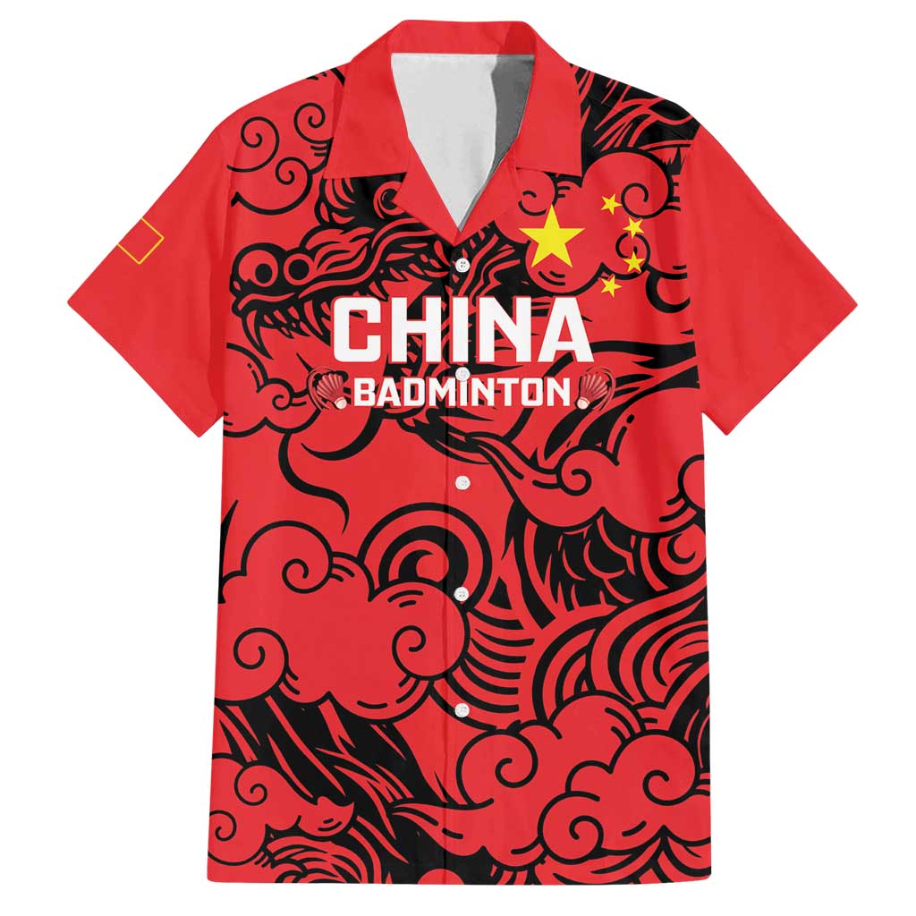 Personalised China Badminton Family Matching Off Shoulder Maxi Dress and Hawaiian Shirt 2024 Chinese Dragon Version - Wonder Print Shop