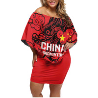 Personalised China Badminton Family Matching Off Shoulder Short Dress and Hawaiian Shirt 2024 Chinese Dragon Version - Wonder Print Shop