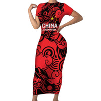 Personalised China Badminton Family Matching Short Sleeve Bodycon Dress and Hawaiian Shirt 2024 Chinese Dragon Version - Wonder Print Shop