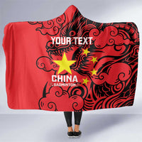 Personalised China Badminton Hooded Blanket 2024 Chinese Dragon Version