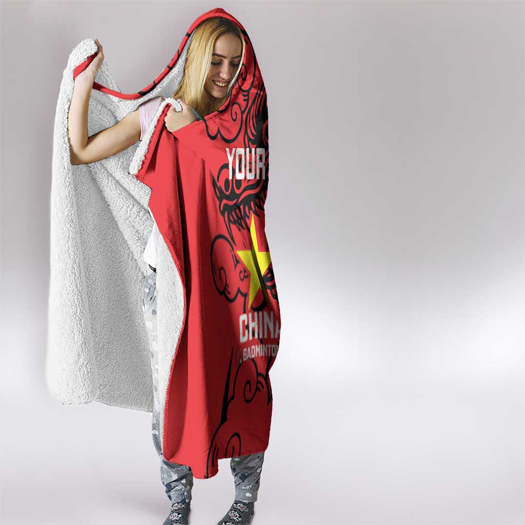 Personalised China Badminton Hooded Blanket 2024 Chinese Dragon Version