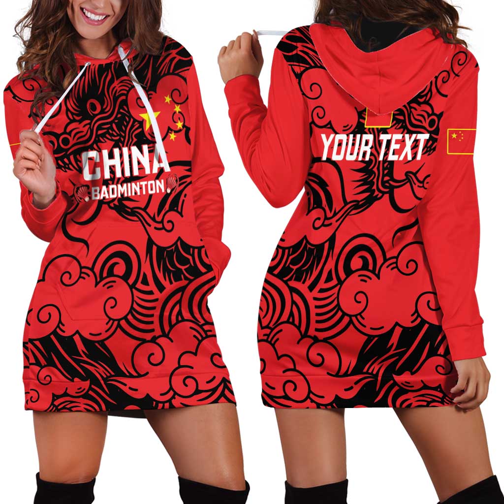 Personalised China Badminton Hoodie Dress 2024 Chinese Dragon Version - Wonder Print Shop