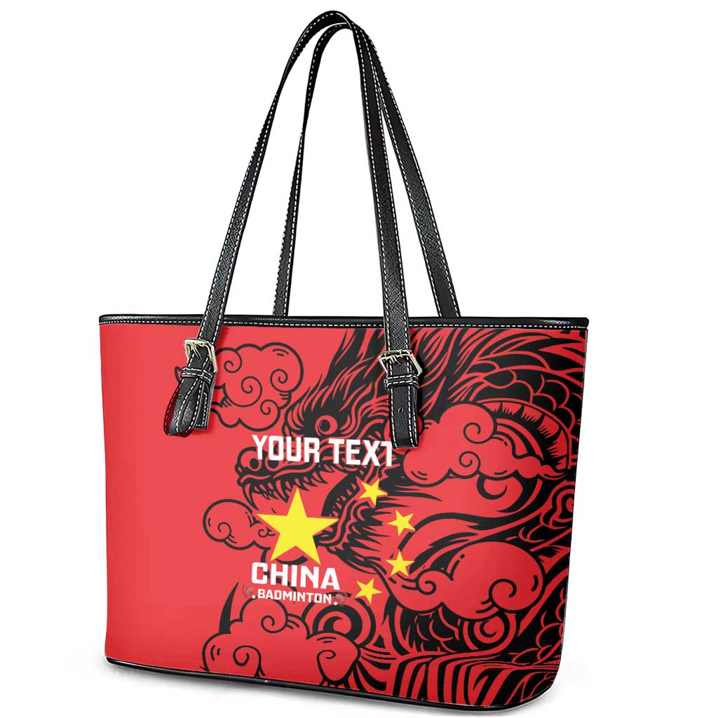 Personalised China Badminton Leather Tote Bag 2024 Chinese Dragon Version - Wonder Print Shop