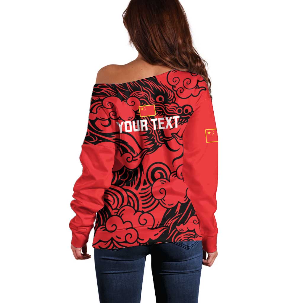 Personalised China Badminton Off Shoulder Sweater 2024 Chinese Dragon Version - Wonder Print Shop