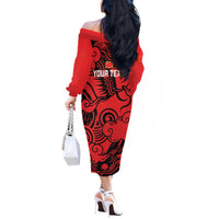 Personalised China Badminton Off The Shoulder Long Sleeve Dress 2024 Chinese Dragon Version - Wonder Print Shop