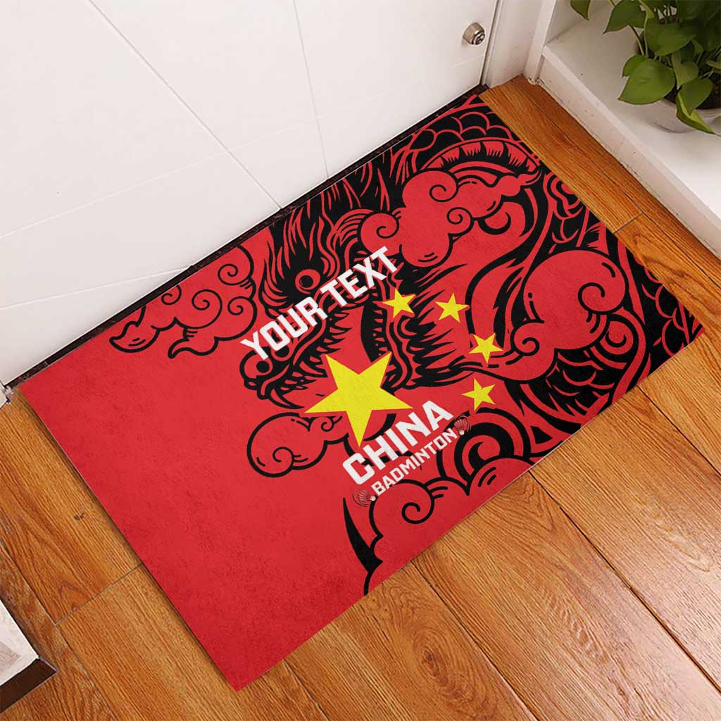 Personalised China Badminton Rubber Doormat 2024 Chinese Dragon Version - Wonder Print Shop