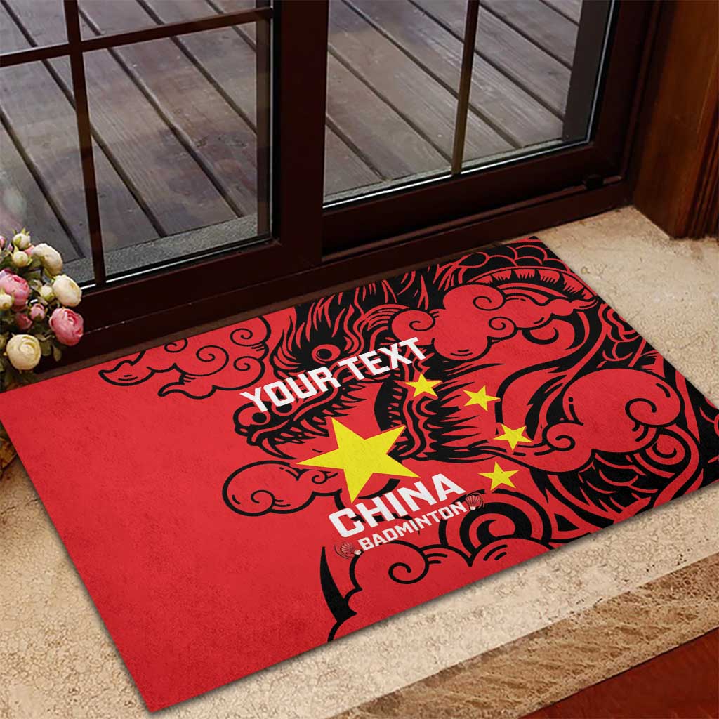 Personalised China Badminton Rubber Doormat 2024 Chinese Dragon Version - Wonder Print Shop