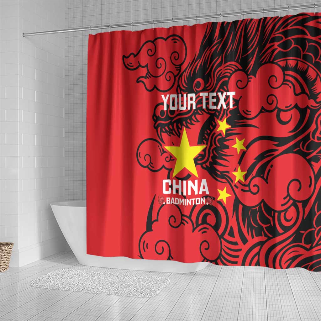 Personalised China Badminton Shower Curtain 2024 Chinese Dragon Version