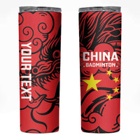 Personalised China Badminton Skinny Tumbler 2024 Chinese Dragon Version - Wonder Print Shop