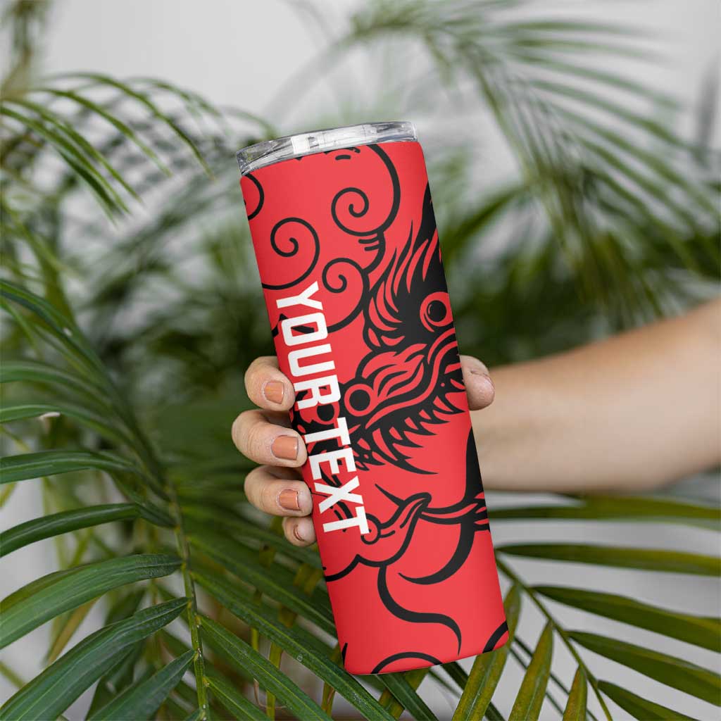 Personalised China Badminton Skinny Tumbler 2024 Chinese Dragon Version - Wonder Print Shop