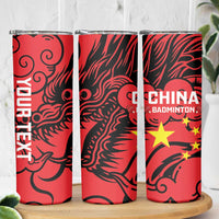 Personalised China Badminton Skinny Tumbler 2024 Chinese Dragon Version - Wonder Print Shop