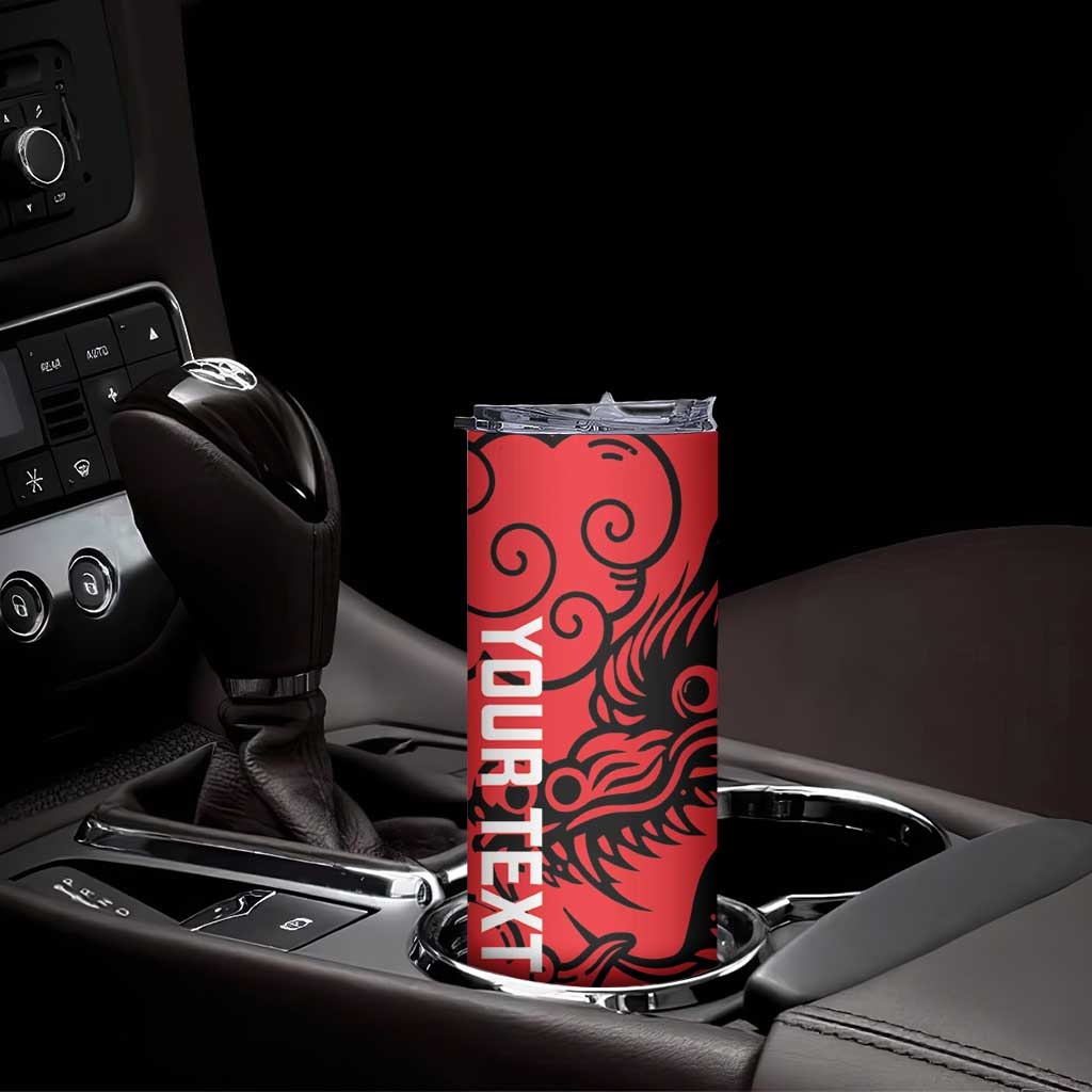 Personalised China Badminton Skinny Tumbler 2024 Chinese Dragon Version - Wonder Print Shop