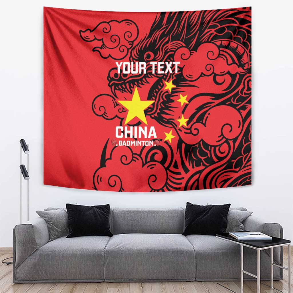 Personalised China Badminton Tapestry 2024 Chinese Dragon Version - Wonder Print Shop