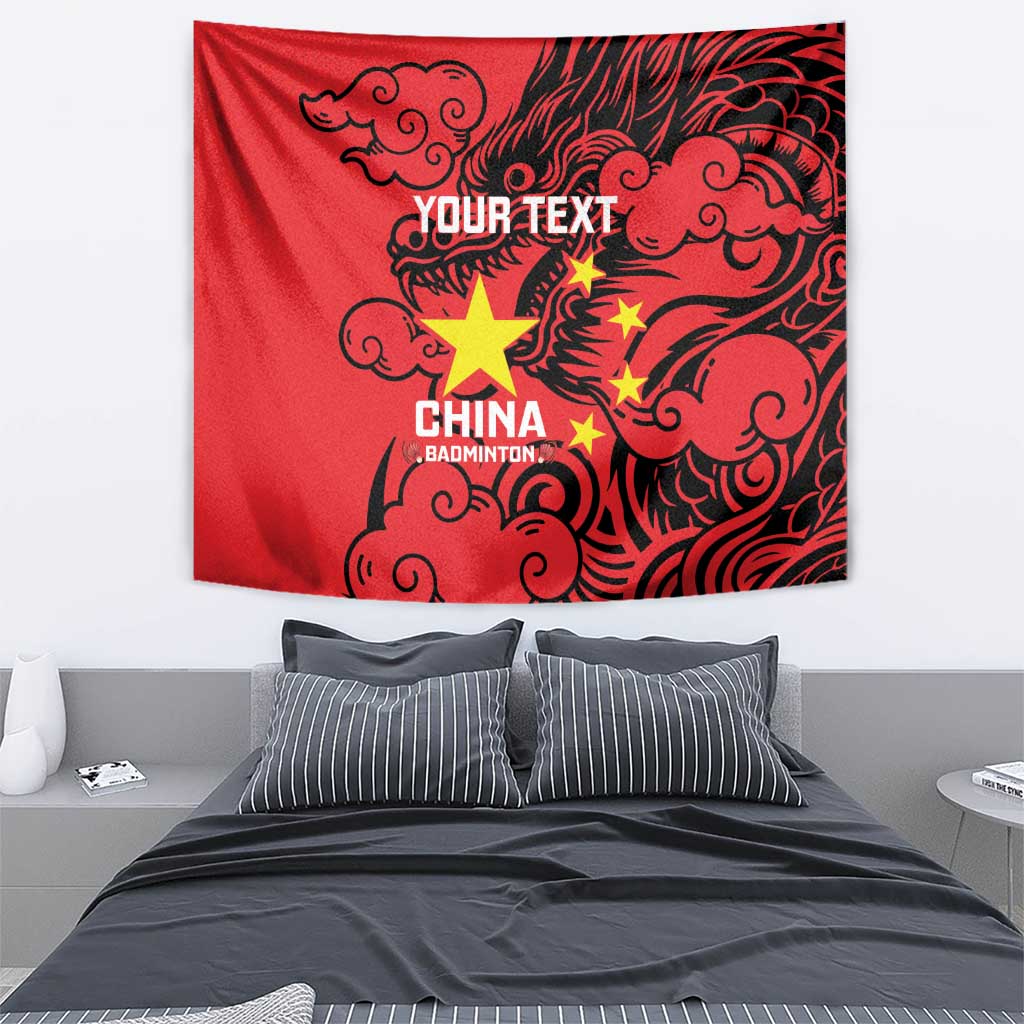 Personalised China Badminton Tapestry 2024 Chinese Dragon Version - Wonder Print Shop