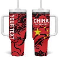 Personalised China Badminton Tumbler With Handle 2024 Chinese Dragon Version - Wonder Print Shop