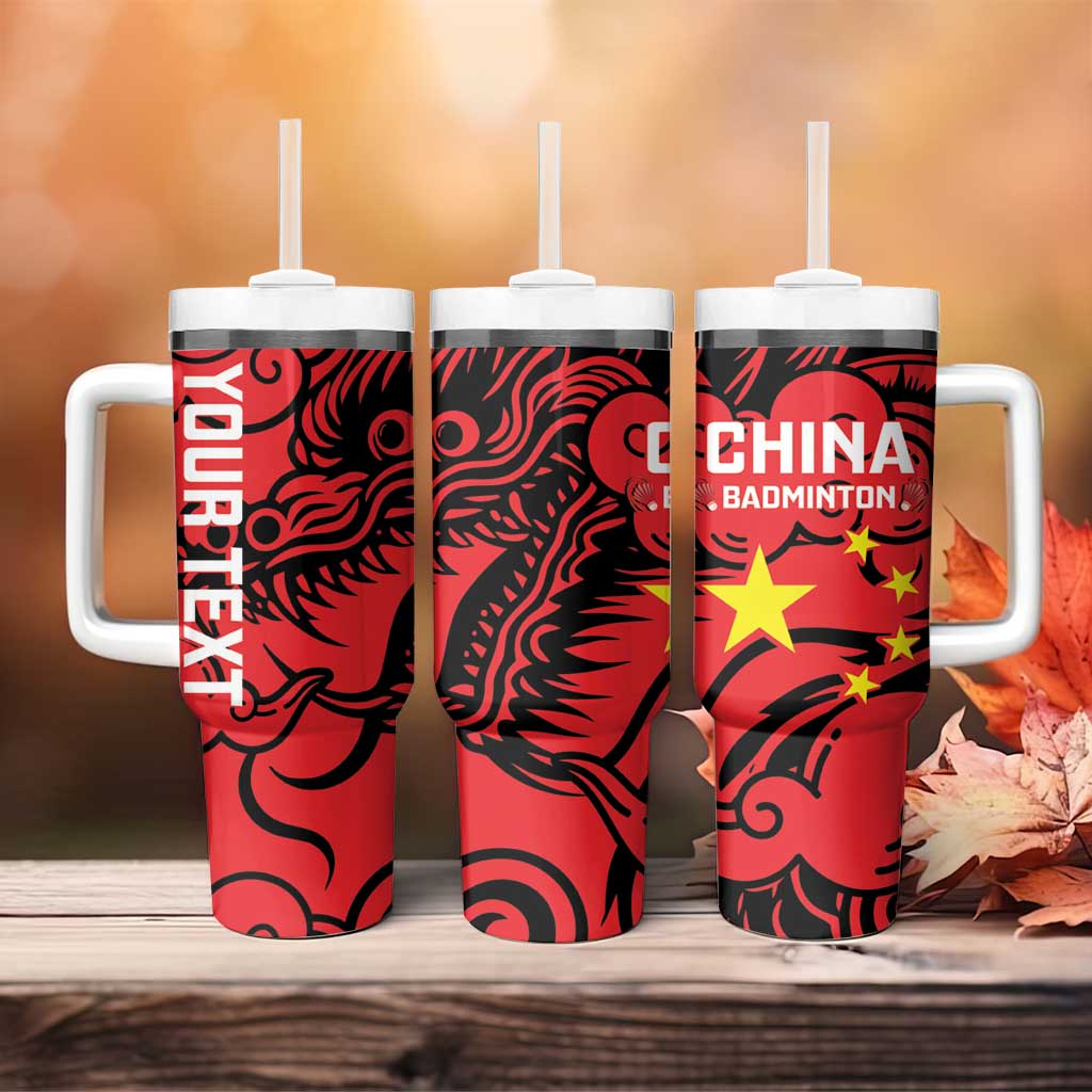 Personalised China Badminton Tumbler With Handle 2024 Chinese Dragon Version - Wonder Print Shop