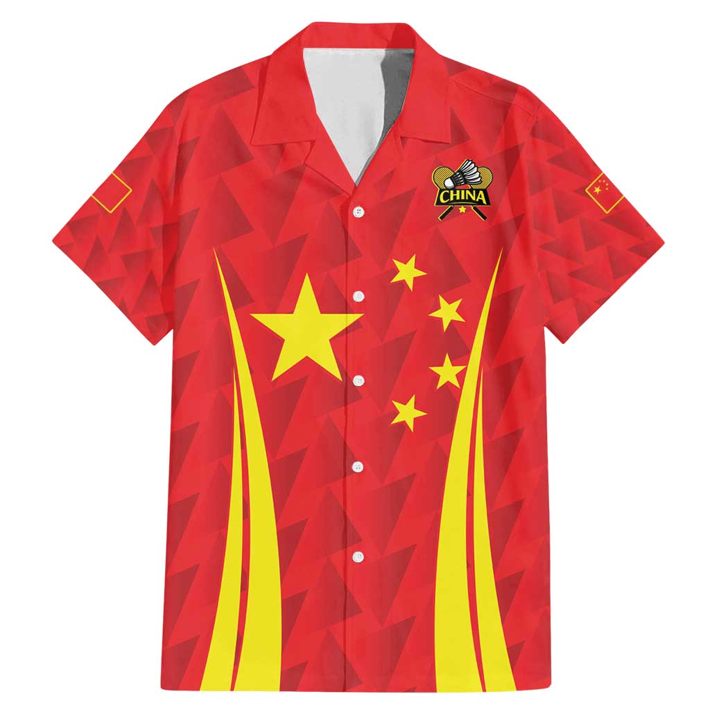 Personalised China Badminton Family Matching Mermaid Dress and Hawaiian Shirt 2024 Sporty Red Version - Wonder Print Shop