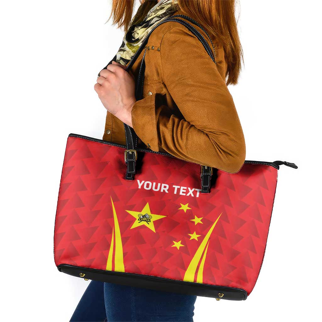 Personalised China Badminton Leather Tote Bag 2024 Sporty Red Version - Wonder Print Shop