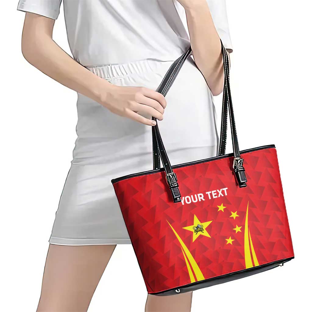 Personalised China Badminton Leather Tote Bag 2024 Sporty Red Version - Wonder Print Shop