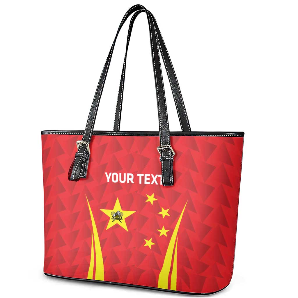 Personalised China Badminton Leather Tote Bag 2024 Sporty Red Version - Wonder Print Shop