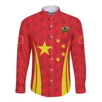 Personalised China Badminton Long Sleeve Button Shirt 2024 Sporty Red Version - Wonder Print Shop