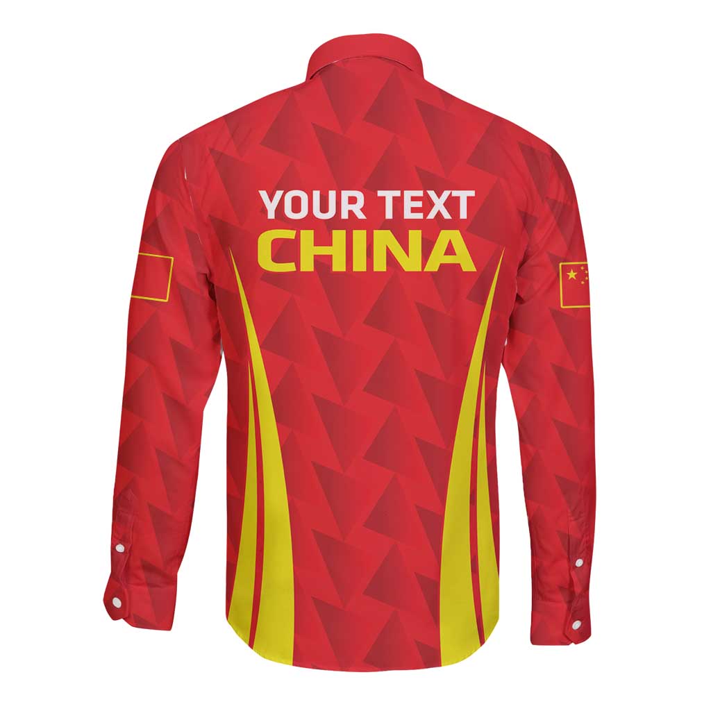 Personalised China Badminton Long Sleeve Button Shirt 2024 Sporty Red Version - Wonder Print Shop