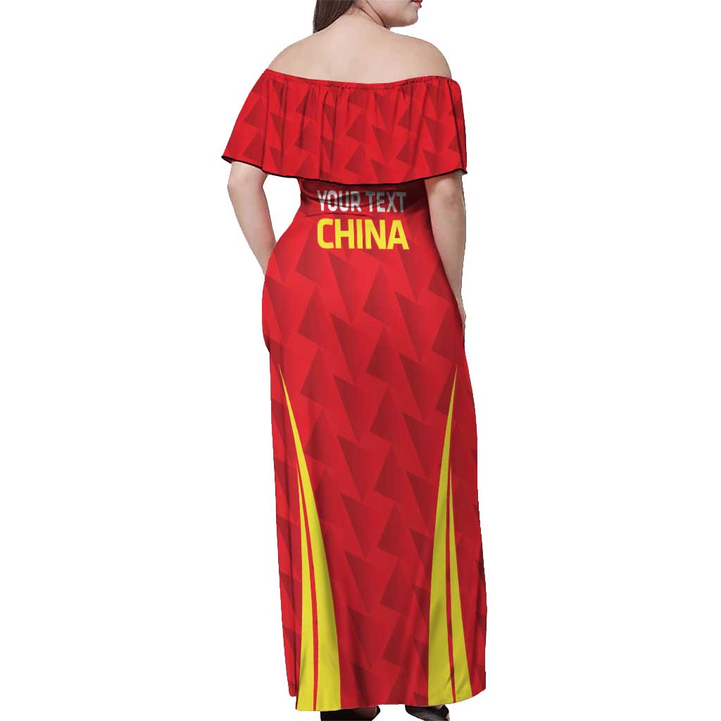 Personalised China Badminton Off Shoulder Maxi Dress 2024 Sporty Red Version - Wonder Print Shop