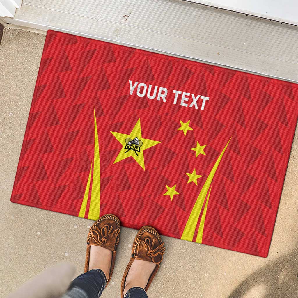 Personalised China Badminton Rubber Doormat 2024 Sporty Red Version - Wonder Print Shop
