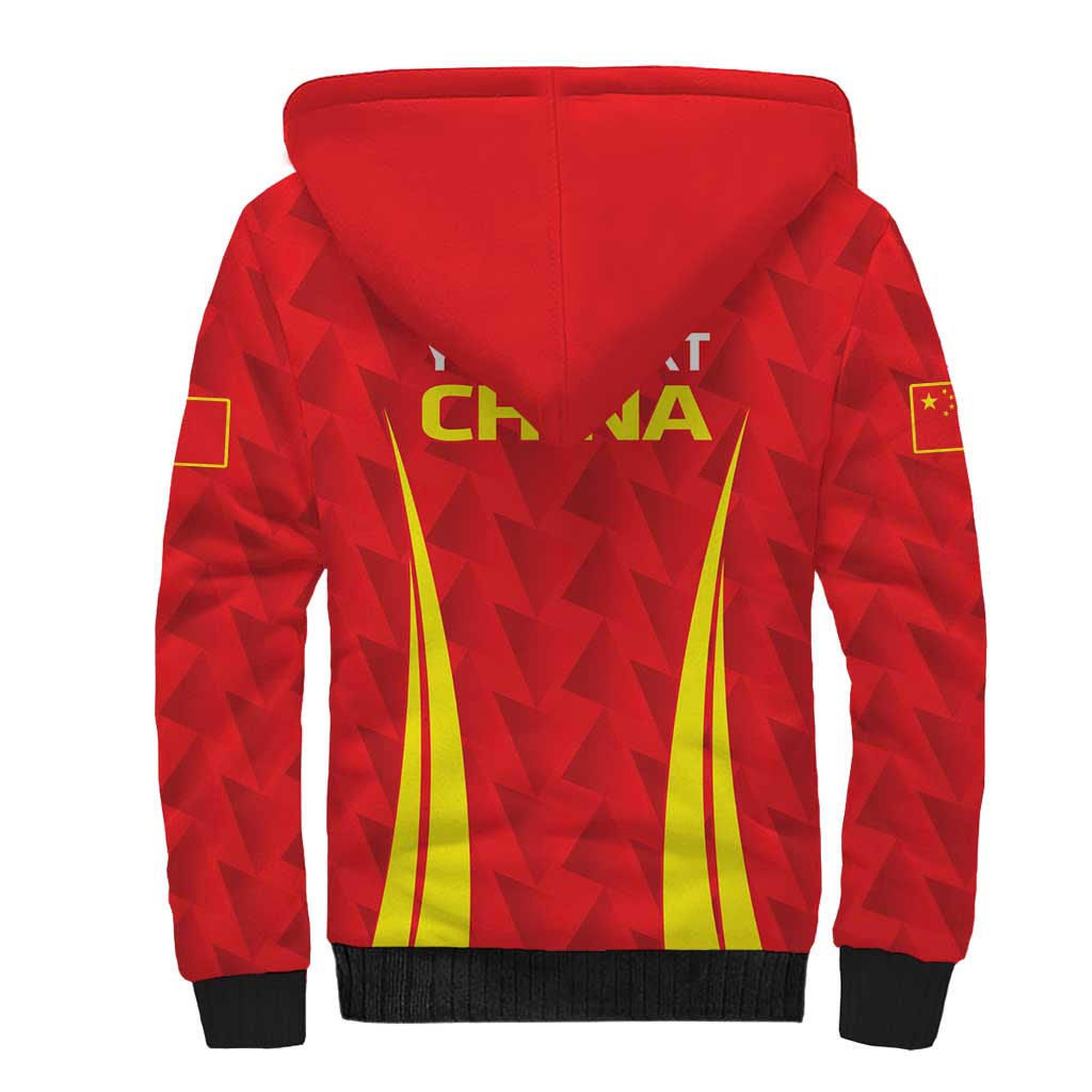 Personalised China Badminton Sherpa Hoodie 2024 Sporty Red Version - Wonder Print Shop
