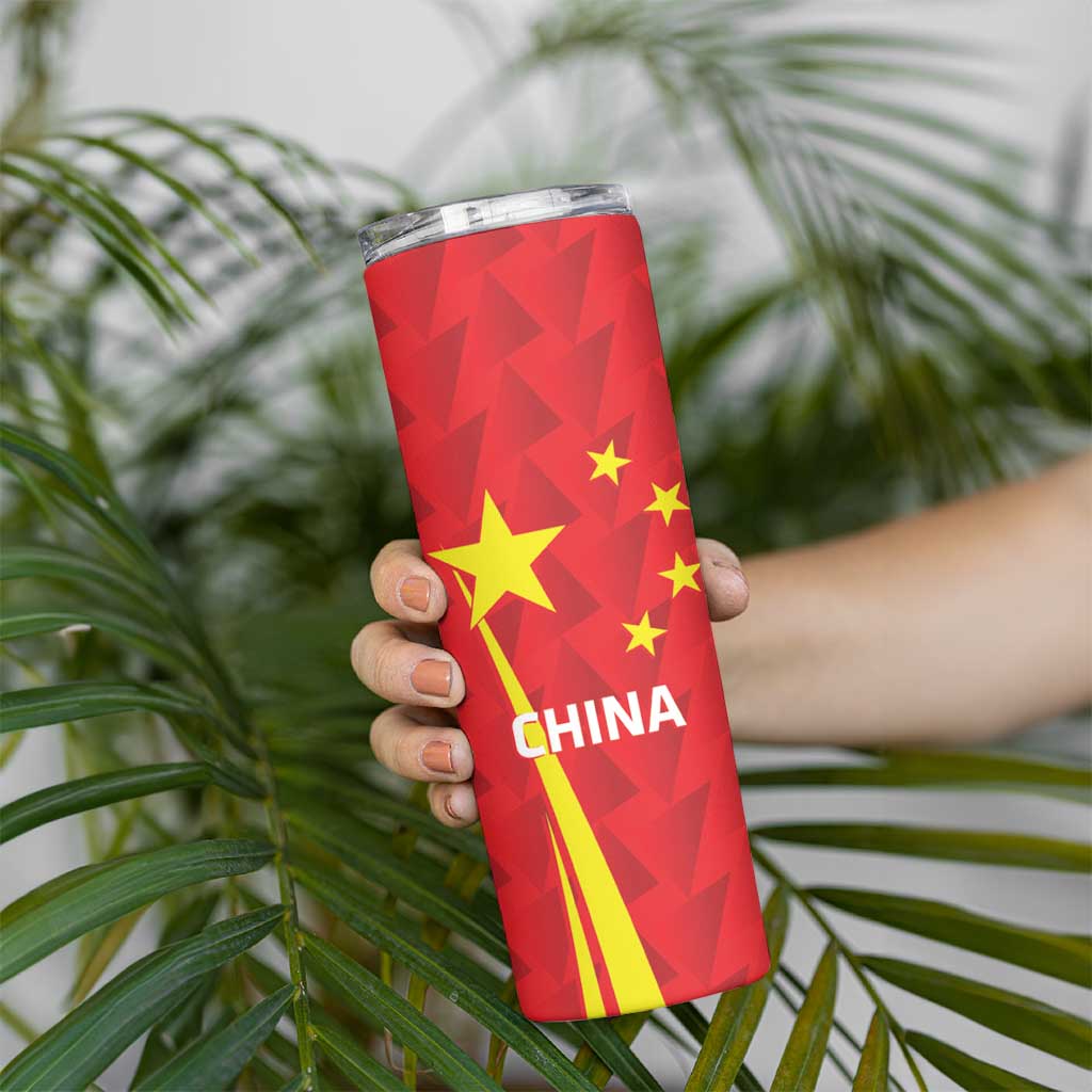 Personalised China Badminton Skinny Tumbler 2024 Sporty Red Version - Wonder Print Shop