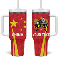 Personalised China Badminton Tumbler With Handle 2024 Sporty Red Version - Wonder Print Shop